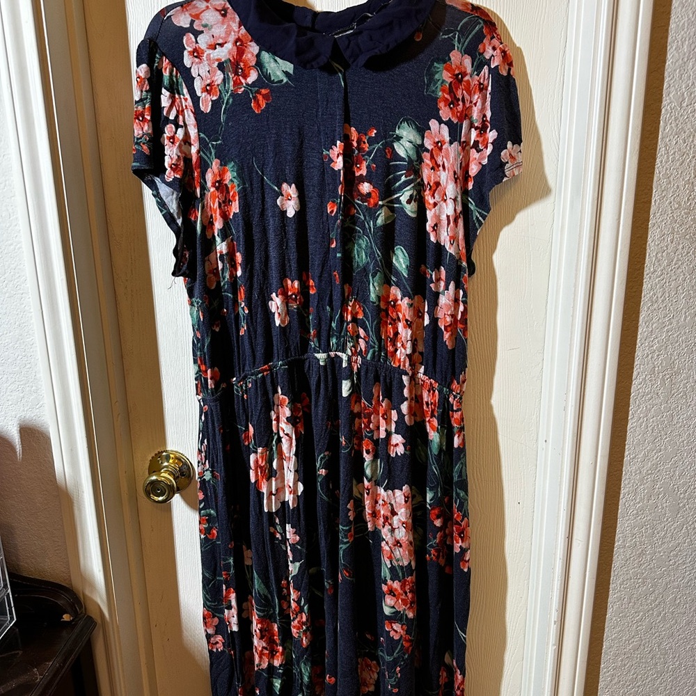 ModCloth Floral Navy Peter Pan collar Dress